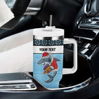 NRL Cronulla-Sutherland Christmas Personalised Tumbler With Handle with Sharkies Santa