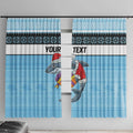 NRL Cronulla-Sutherland Christmas Personalised Window Curtain with Sharkies Santa