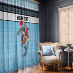 NRL Cronulla-Sutherland Christmas Personalised Window Curtain with Sharkies Santa