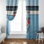 NRL Cronulla-Sutherland Christmas Personalised Window Curtain with Sharkies Santa