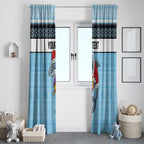 NRL Cronulla-Sutherland Christmas Personalised Window Curtain with Sharkies Santa