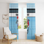 NRL Cronulla-Sutherland Christmas Personalised Window Curtain with Sharkies Santa
