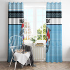 NRL Cronulla-Sutherland Christmas Personalised Window Curtain with Sharkies Santa