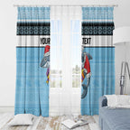 NRL Cronulla-Sutherland Christmas Personalised Window Curtain with Sharkies Santa
