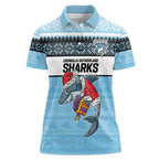 NRL Cronulla-Sutherland Christmas Personalised Women Polo Shirt with Sharkies Santa