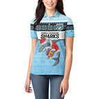 NRL Cronulla-Sutherland Christmas Personalised Women Polo Shirt with Sharkies Santa