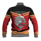 NRL Dolphins Mascot Christmas Personalised Baseball Jacket Black Style
