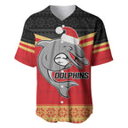 NRL Dolphins Mascot Christmas Personalised Baseball Jersey Black Style