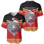 NRL Dolphins Mascot Christmas Personalised Baseball Jersey Black Style