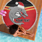NRL Dolphins Mascot Christmas Personalised Beach Blanket Black Style