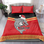 NRL Dolphins Mascot Christmas Personalised Bedding Set Black Style