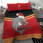 NRL Dolphins Mascot Christmas Personalised Bedding Set Black Style