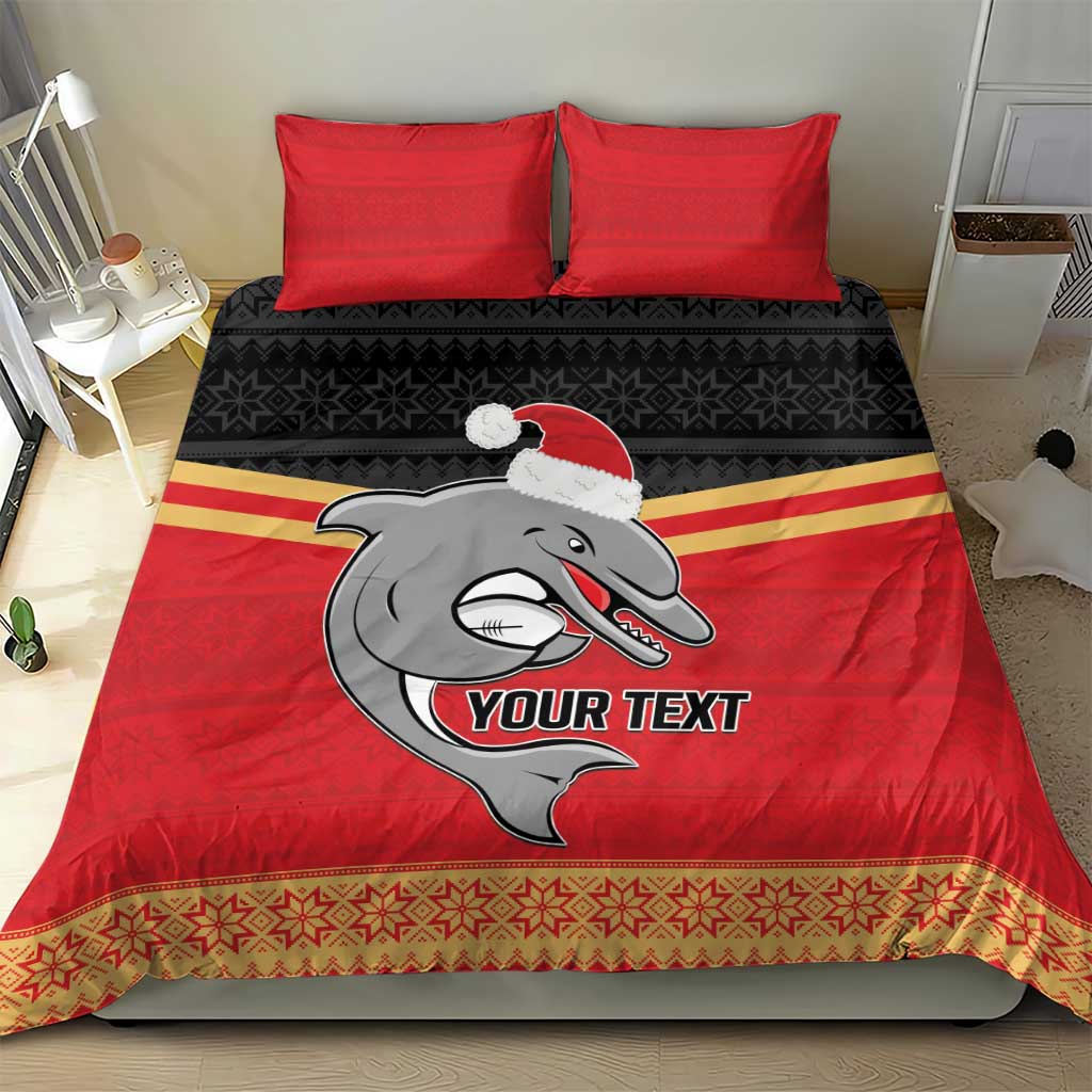 NRL Dolphins Mascot Christmas Personalised Bedding Set Black Style
