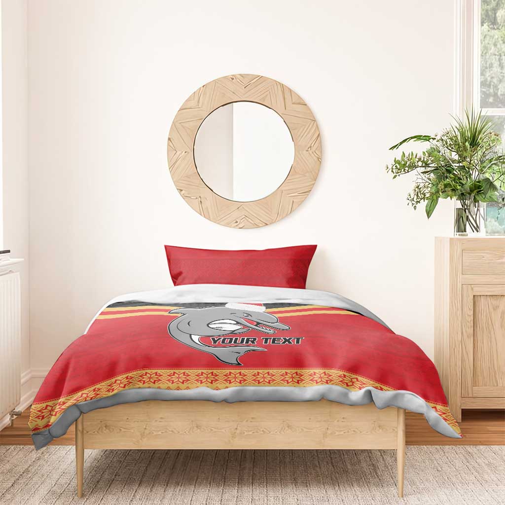 NRL Dolphins Mascot Christmas Personalised Bedding Set Black Style