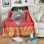 NRL Dolphins Mascot Christmas Personalised Blanket Black Style