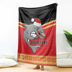 NRL Dolphins Mascot Christmas Personalised Blanket Black Style