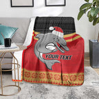 NRL Dolphins Mascot Christmas Personalised Blanket Black Style
