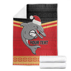 NRL Dolphins Mascot Christmas Personalised Blanket Black Style