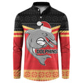 NRL Dolphins Mascot Christmas Personalised Button Sweatshirt Black Style