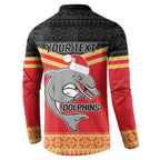 NRL Dolphins Mascot Christmas Personalised Button Sweatshirt Black Style
