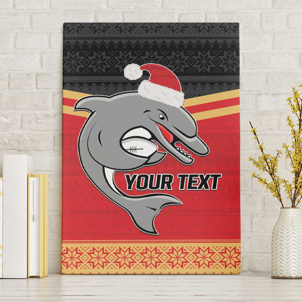 NRL Dolphins Mascot Christmas Personalised Canvas Wall Art Black Style