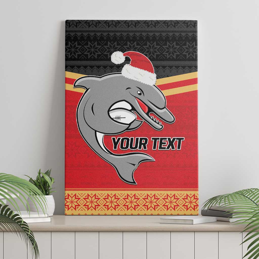 NRL Dolphins Mascot Christmas Personalised Canvas Wall Art Black Style