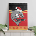 NRL Dolphins Mascot Christmas Personalised Canvas Wall Art Black Style