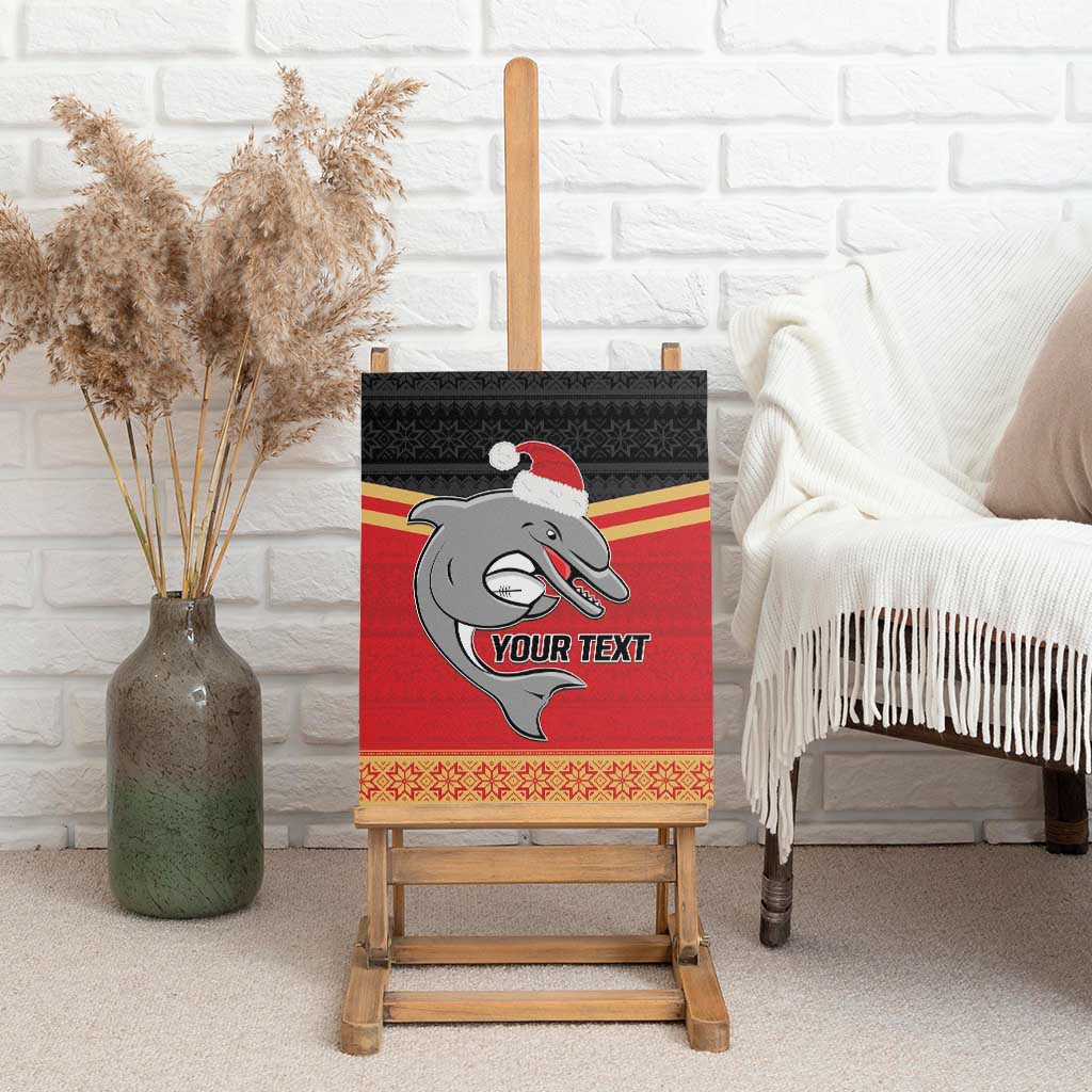 NRL Dolphins Mascot Christmas Personalised Canvas Wall Art Black Style