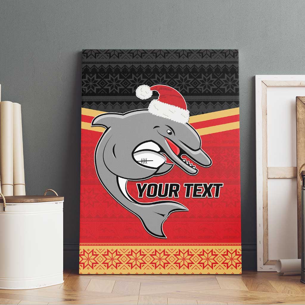 NRL Dolphins Mascot Christmas Personalised Canvas Wall Art Black Style