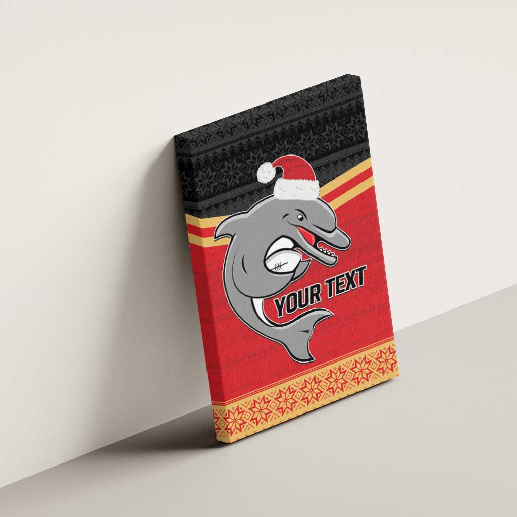 NRL Dolphins Mascot Christmas Personalised Canvas Wall Art Black Style