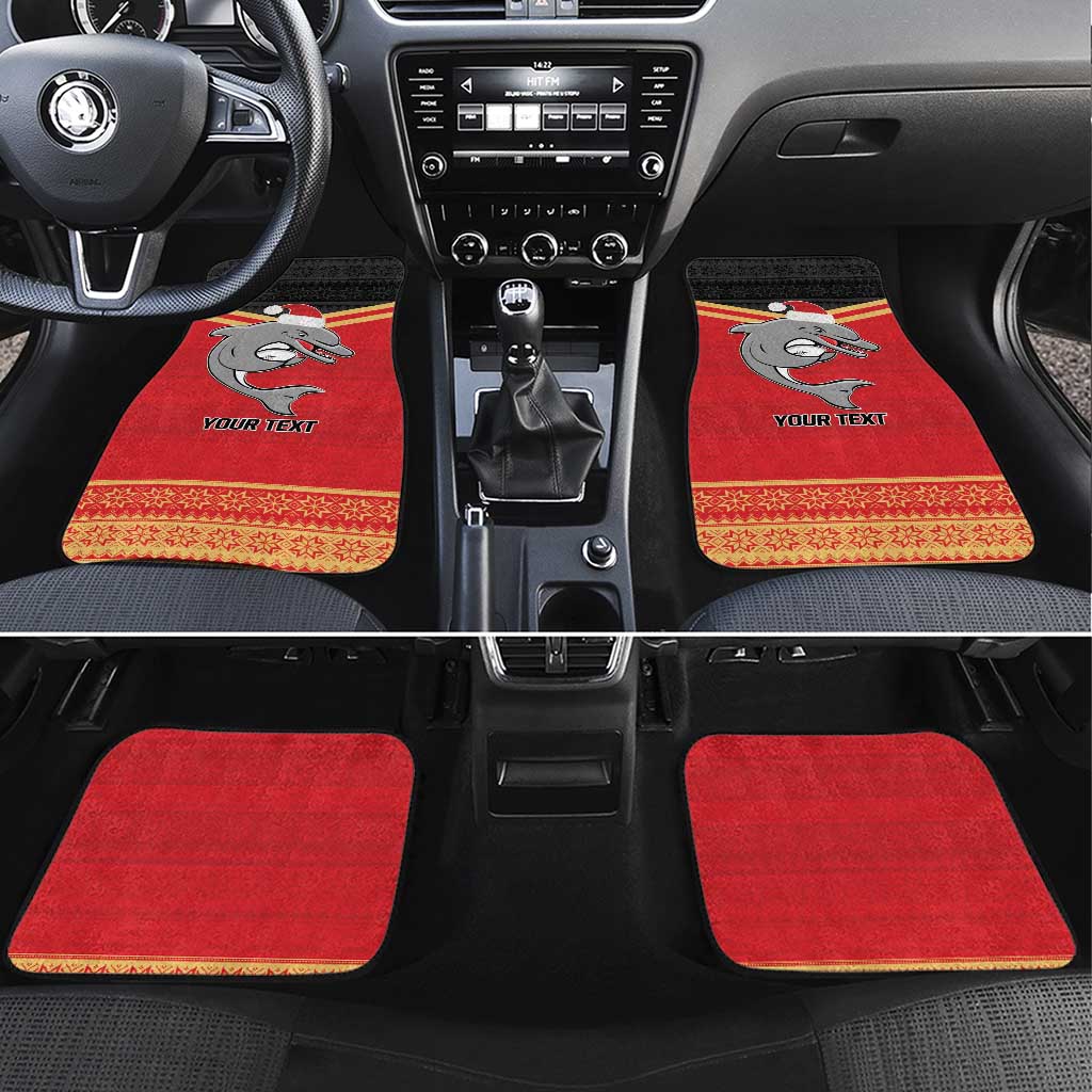 NRL Dolphins Mascot Christmas Personalised Car Mats Black Style