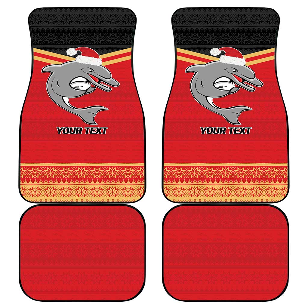 NRL Dolphins Mascot Christmas Personalised Car Mats Black Style
