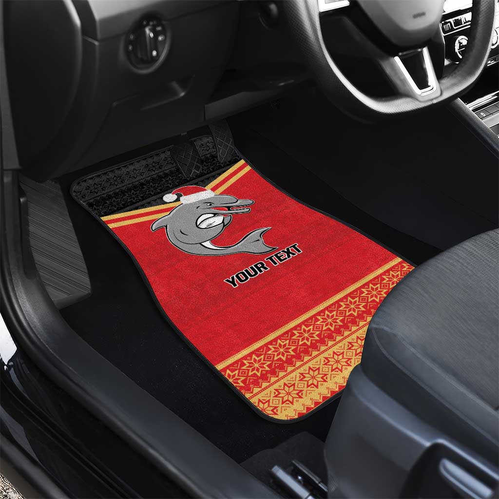 NRL Dolphins Mascot Christmas Personalised Car Mats Black Style