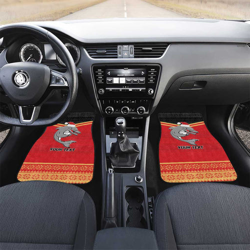 NRL Dolphins Mascot Christmas Personalised Car Mats Black Style