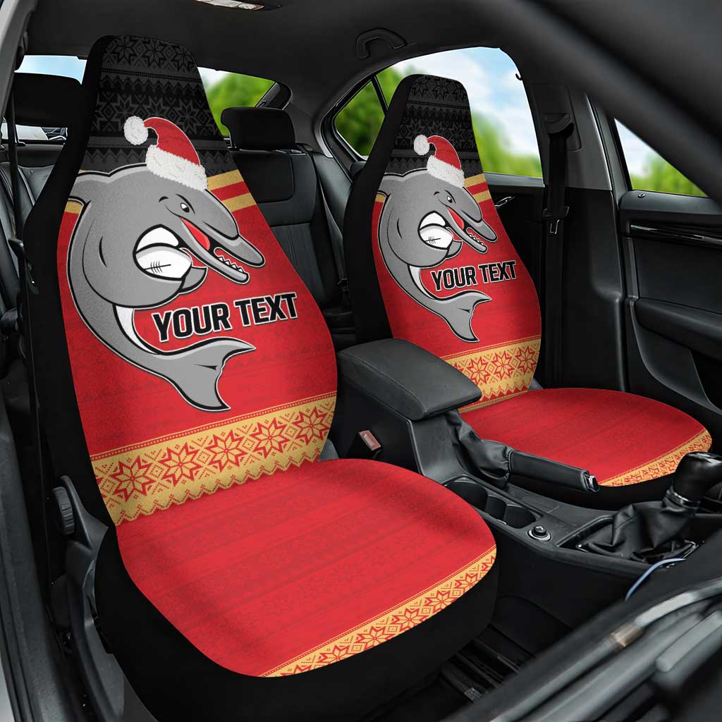 NRL Dolphins Mascot Christmas Personalised Car Seat Cover Black Style