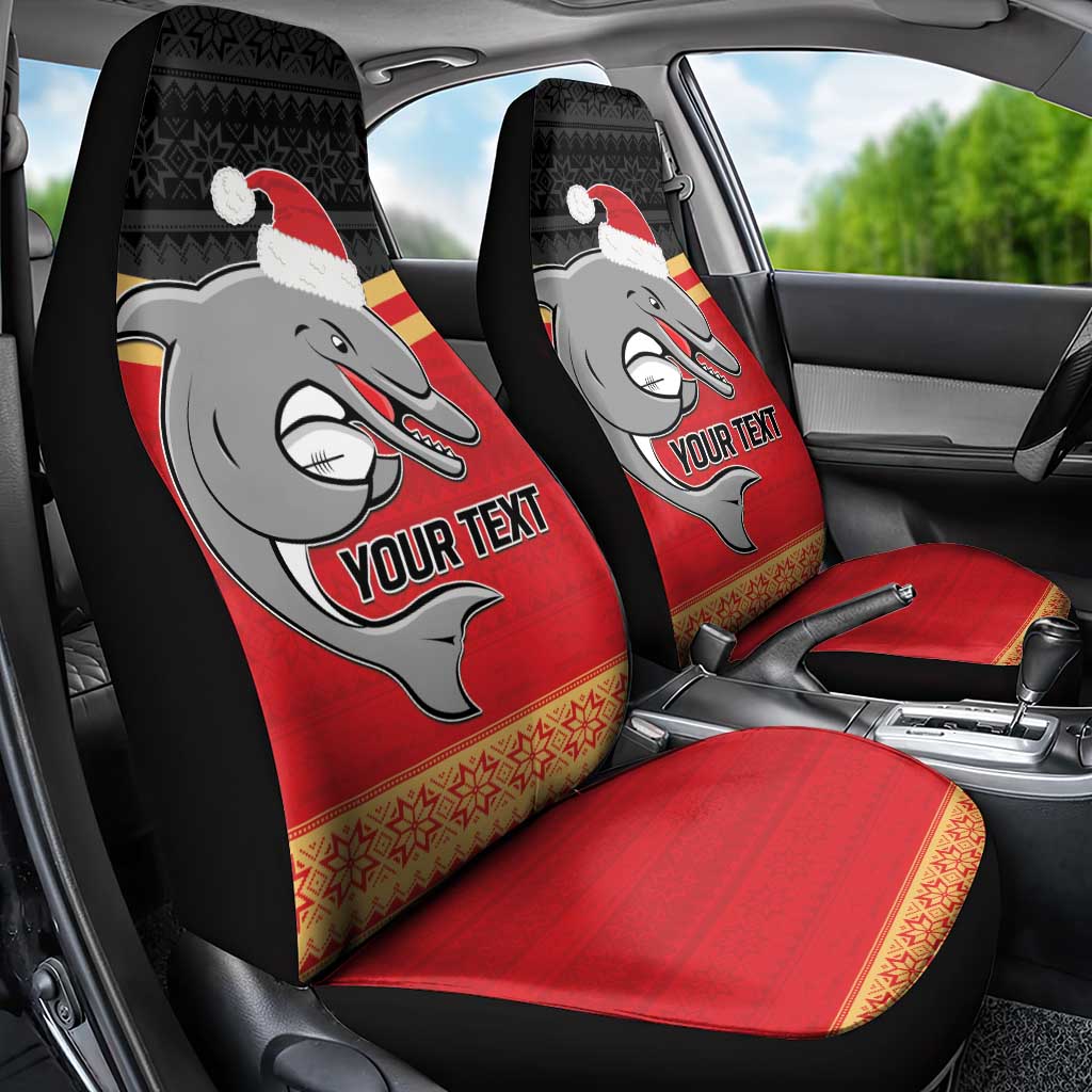 NRL Dolphins Mascot Christmas Personalised Car Seat Cover Black Style