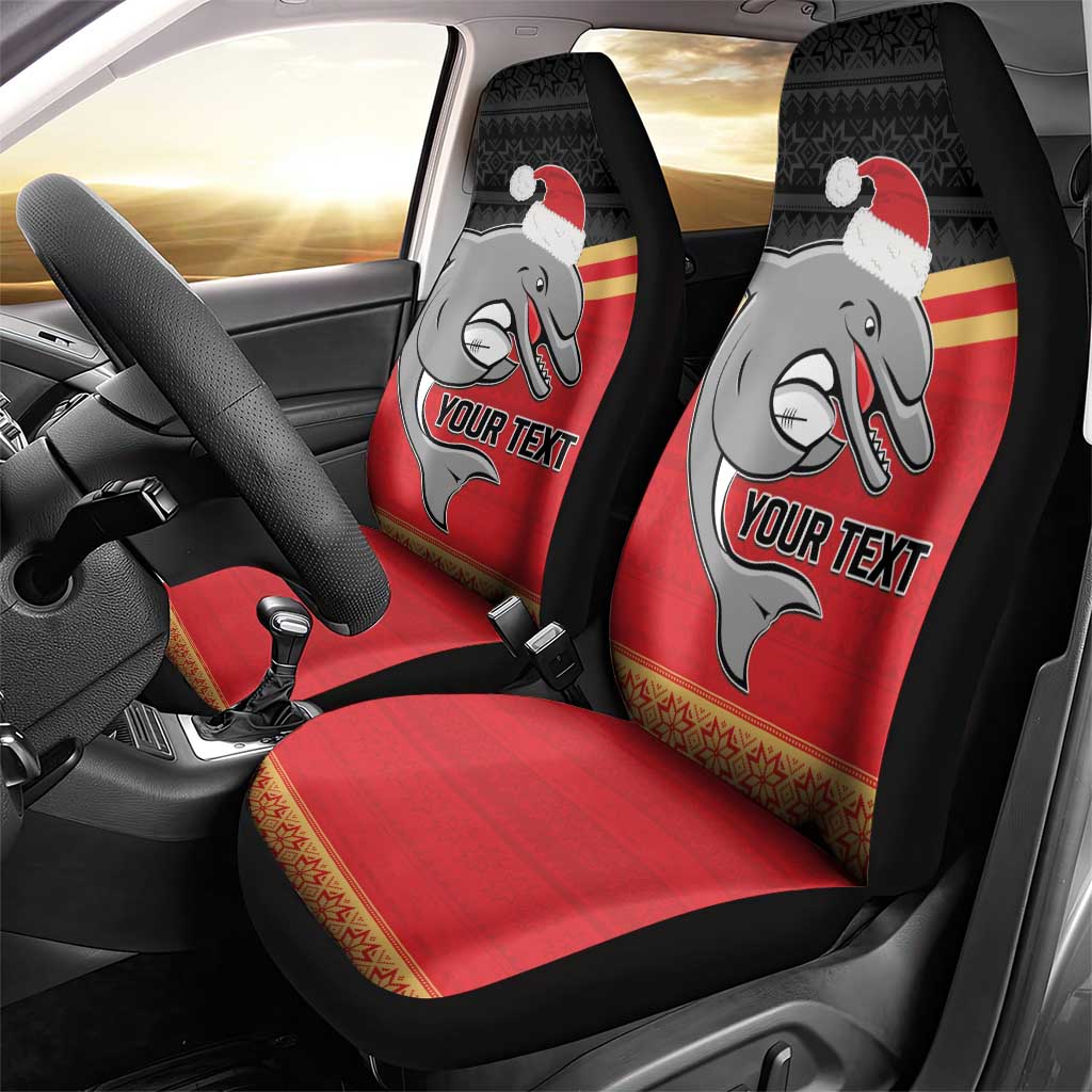NRL Dolphins Mascot Christmas Personalised Car Seat Cover Black Style