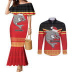 NRL Dolphins Mascot Christmas Personalised Couples Matching Mermaid Dress and Long Sleeve Button Shirt Black Style