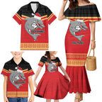 NRL Dolphins Mascot Christmas Personalised Family Matching Mermaid Dress and Hawaiian Shirt Black Style