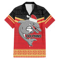 NRL Dolphins Mascot Christmas Personalised Family Matching Mermaid Dress and Hawaiian Shirt Black Style