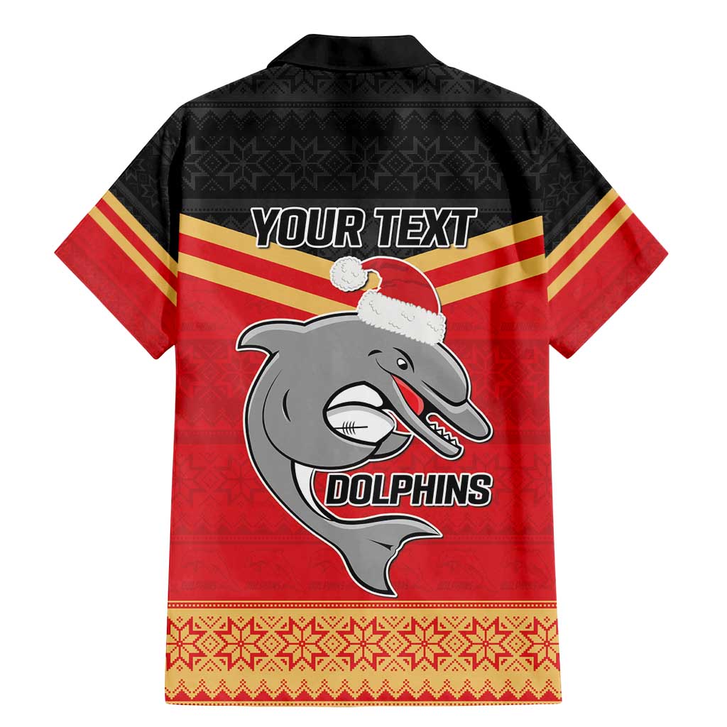 NRL Dolphins Mascot Christmas Personalised Family Matching Mermaid Dress and Hawaiian Shirt Black Style