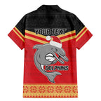 NRL Dolphins Mascot Christmas Personalised Family Matching Mermaid Dress and Hawaiian Shirt Black Style