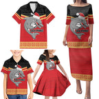 NRL Dolphins Mascot Christmas Personalised Family Matching Puletasi and Hawaiian Shirt Black Style