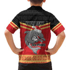 NRL Dolphins Mascot Christmas Personalised Family Matching Puletasi and Hawaiian Shirt Black Style
