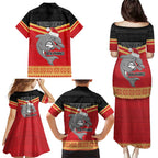NRL Dolphins Mascot Christmas Personalised Family Matching Puletasi and Hawaiian Shirt Black Style