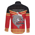 NRL Dolphins Mascot Christmas Personalised Family Matching Short Sleeve Bodycon Dress and Hawaiian Shirt Black Style