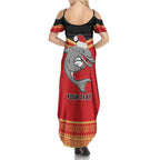 NRL Dolphins Mascot Christmas Personalised Family Matching Summer Maxi Dress and Hawaiian Shirt Black Style