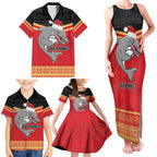 NRL Dolphins Mascot Christmas Personalised Family Matching Tank Maxi Dress and Hawaiian Shirt Black Style