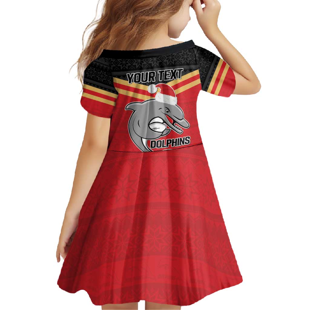 NRL Dolphins Mascot Christmas Personalised Family Matching Tank Maxi Dress and Hawaiian Shirt Black Style