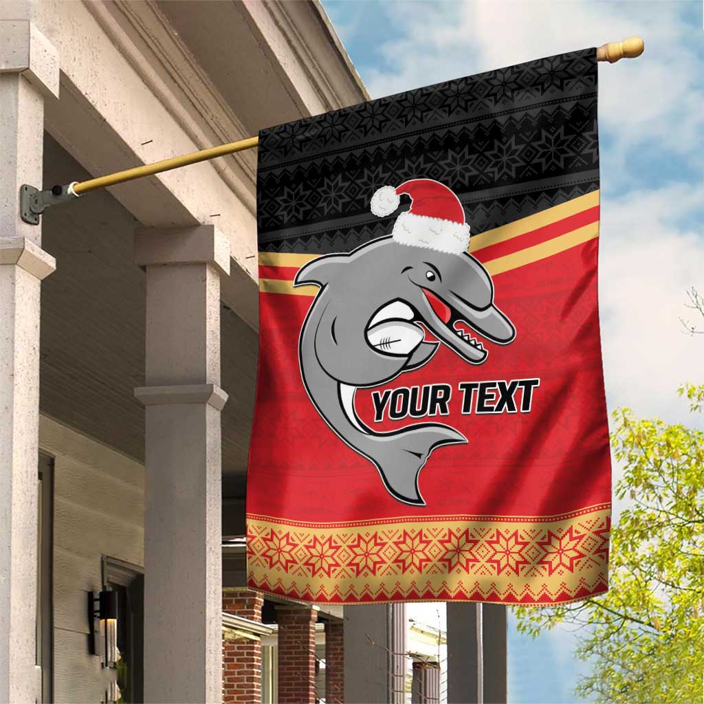 NRL Dolphins Mascot Christmas Personalised Garden Flag Black Style